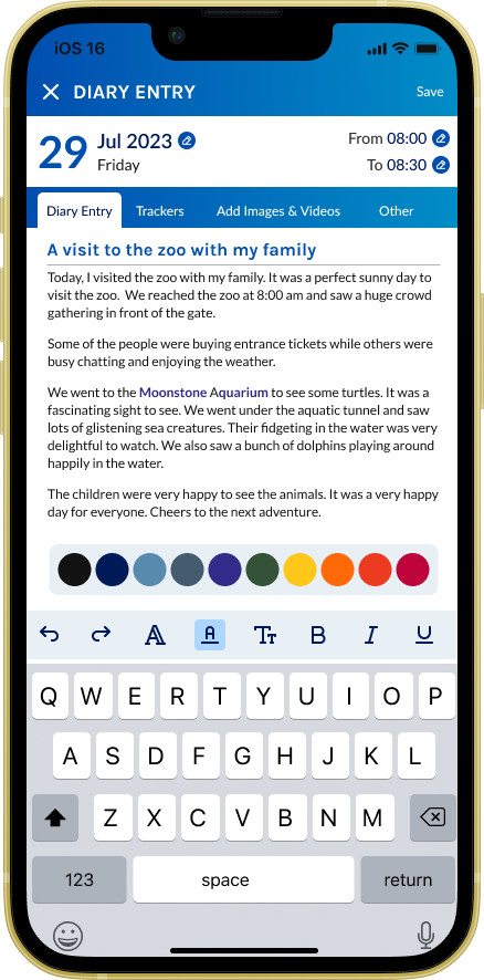 Creating a Diary Entry